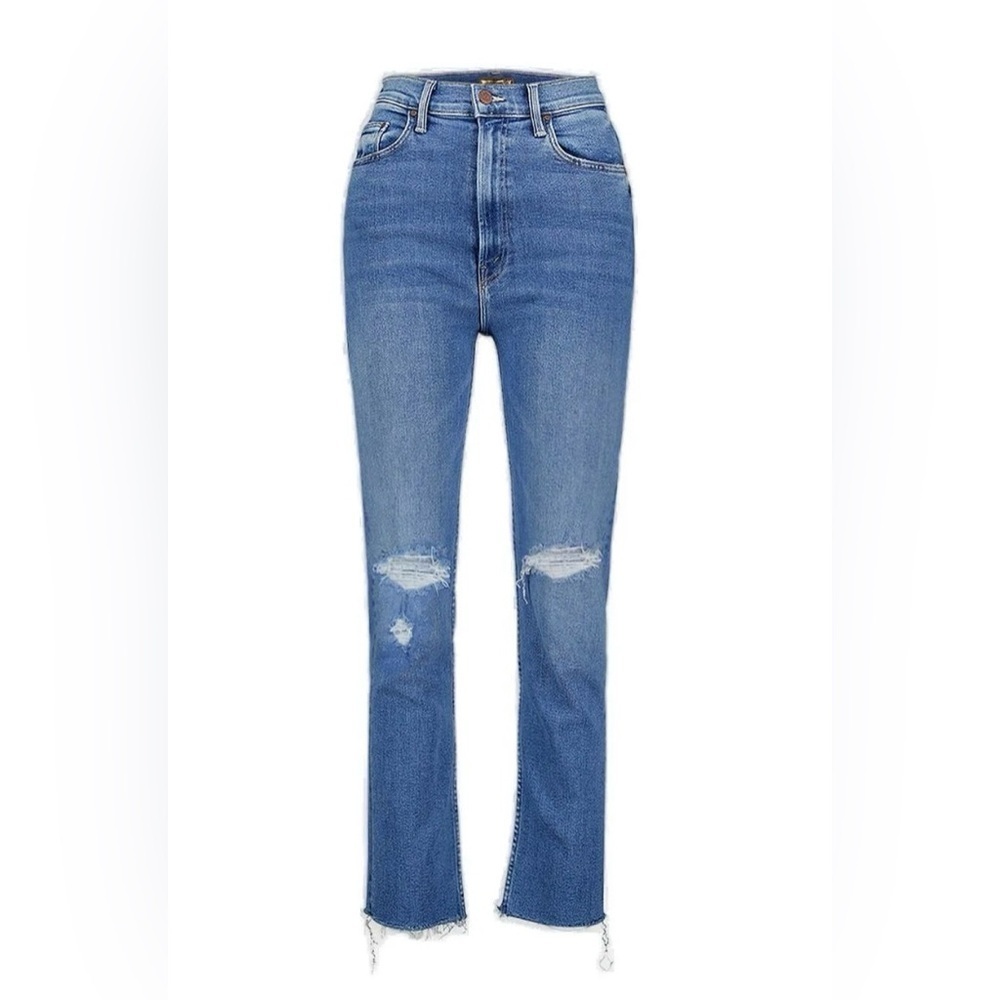 Mother High-Waist Rider Distressed Ankle Jeans Size 27